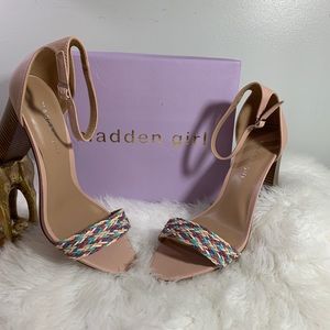 Madden Girl size 9 Bella Block Heel Sandals Beige